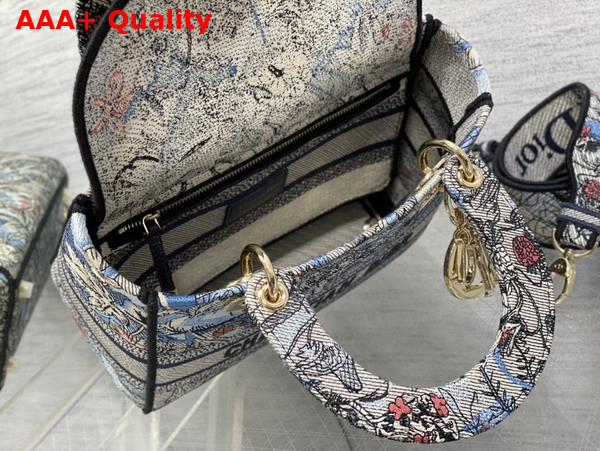 Dior Medium Lady D Lite Bag Denim Multicolor Dior Jardin Magique Embroidery Replica