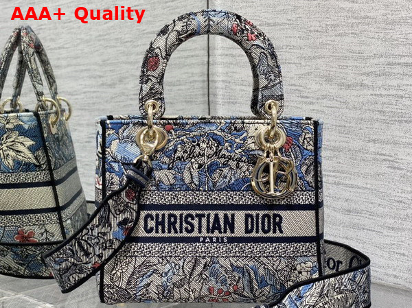 Dior Medium Lady D Lite Bag Denim Multicolor Dior Jardin Magique Embroidery Replica