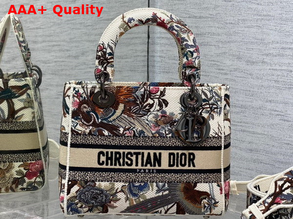 Dior Medium Lady D Lite Bag Ecru Multicolor Dior Jardin d Hiver Embroidery Replica