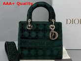 Dior Medium Lady D Lite Bag Green Cannage Embroidered Velvet Replica