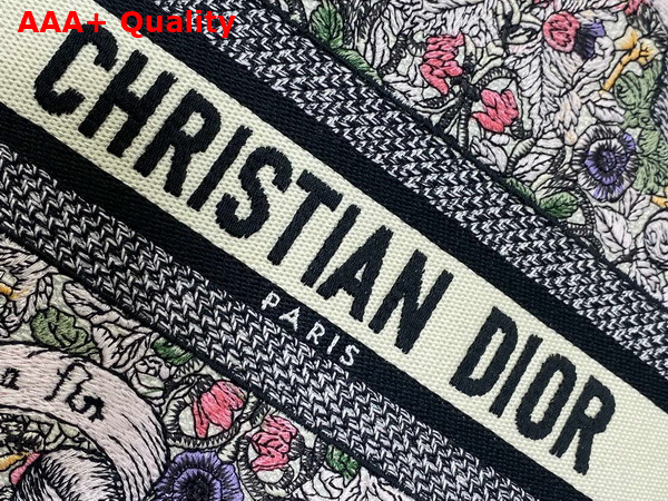 Dior Medium Lady D Lite Bag Latte Embroidery with Multicolor Dior Around the World Motif Replica