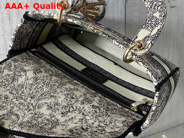 Dior Medium Lady D Lite Bag Latte Embroidery with Multicolor Dior Around the World Motif Replica