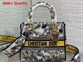 Dior Medium Lady D Lite Bag Latte Embroidery with Yellow Multicolor Dior Chardons Motif Replica