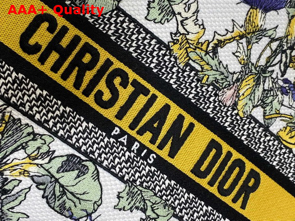 Dior Medium Lady D Lite Bag Latte Embroidery with Yellow Multicolor Dior Chardons Motif Replica