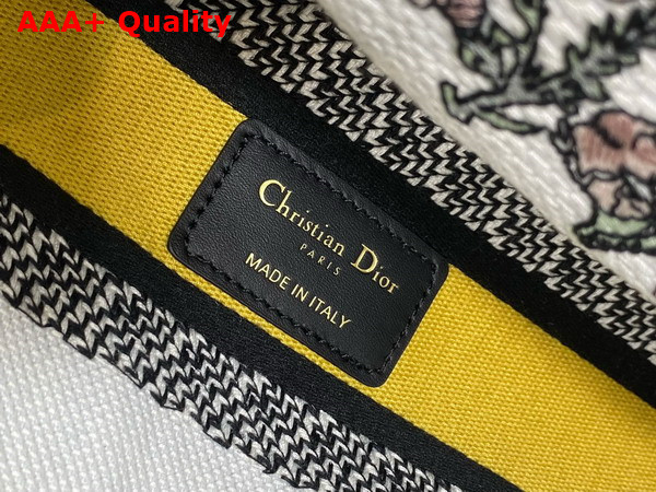 Dior Medium Lady D Lite Bag Latte Embroidery with Yellow Multicolor Dior Chardons Motif Replica
