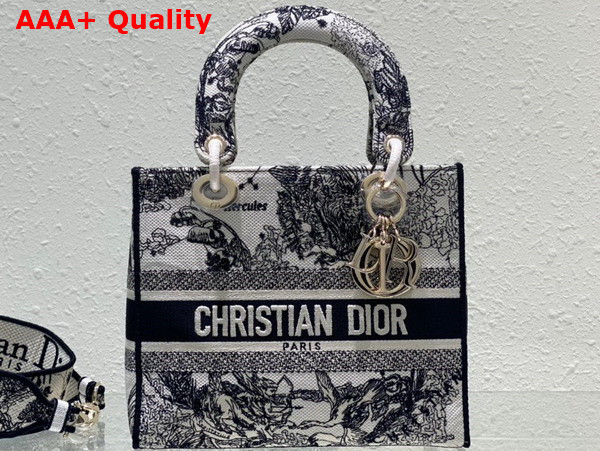 Dior Medium Lady D Lite Bag Latte Toile de Jouy Zodiac Embroidery Replica