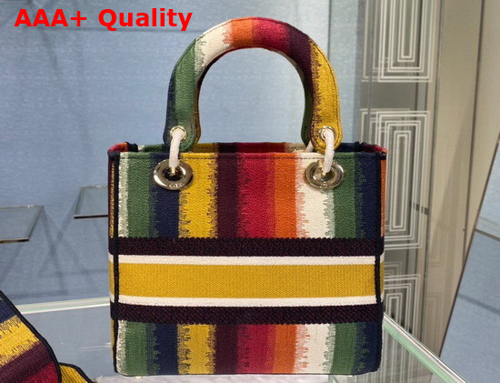 Dior Medium Lady D Lite Bag Multicolor D Stripes Embroidery Replica