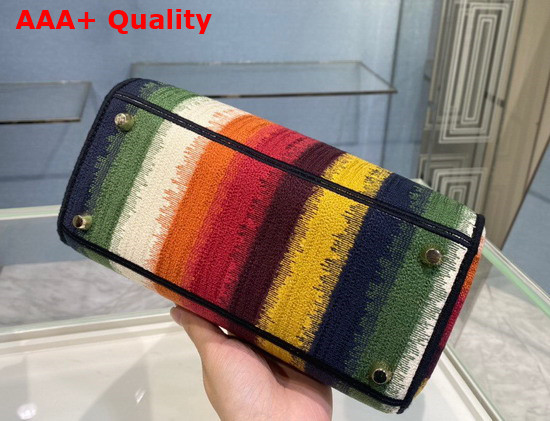 Dior Medium Lady D Lite Bag Multicolor D Stripes Embroidery Replica