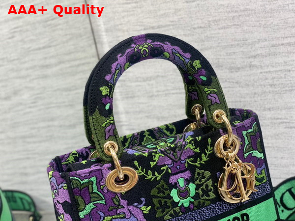 Dior Medium Lady D Lite Bag Multicolor Dior Indian Purple Embroidery Replica