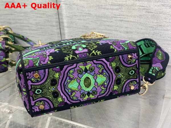 Dior Medium Lady D Lite Bag Multicolor Dior Indian Purple Embroidery Replica