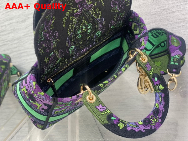 Dior Medium Lady D Lite Bag Multicolor Dior Indian Purple Embroidery Replica