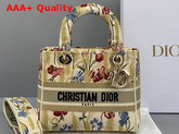 Dior Medium Lady D Lite Bag Multicolor Mille Fleurs Embroidery Beige Replica