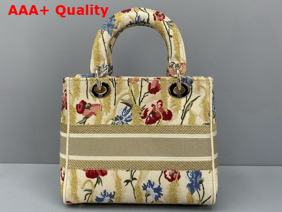 Dior Medium Lady D Lite Bag Multicolor Mille Fleurs Embroidery Beige Replica