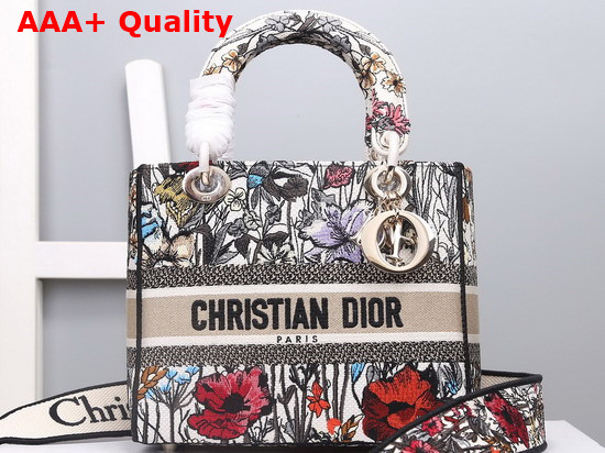 Dior Medium Lady D Lite Bag Multicolor Mille Fleurs Embroidery Replica