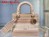 Dior Medium Lady D Lite Bag Multicolor Stripes Embroidery Replica