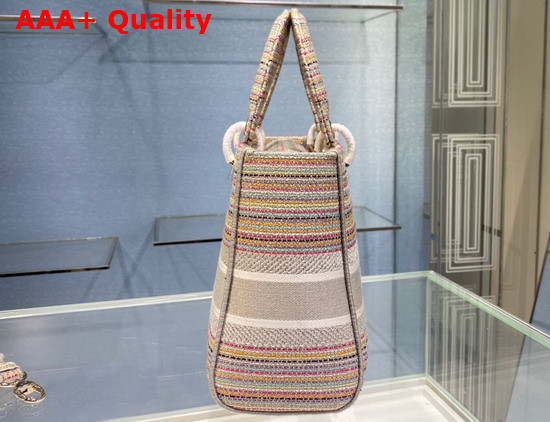 Dior Medium Lady D Lite Bag Multicolor Stripes Embroidery Replica