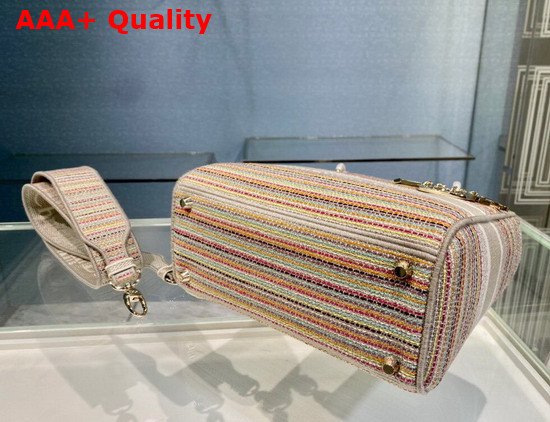 Dior Medium Lady D Lite Bag Multicolor Stripes Embroidery Replica