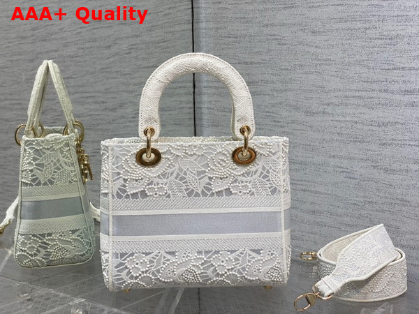 Dior Medium Lady D Lite Bag Natural Macrame Effect Embroidery Replica