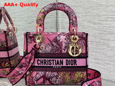 Dior Medium Lady D Lite Bag Pink Multicolor Toile de Jouy Voyage Embroidery Replica