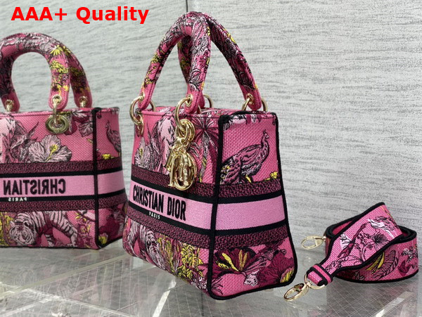 Dior Medium Lady D Lite Bag Pink Multicolor Toile de Jouy Voyage Embroidery Replica