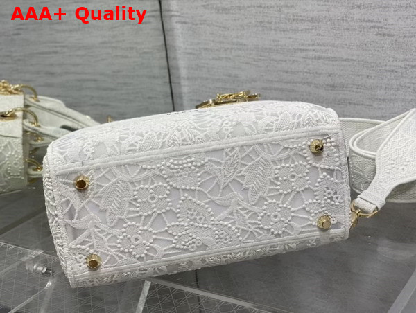 Dior Medium Lady D Lite Bag White D Lace Embroidery with 3D Macrame Effect Replica