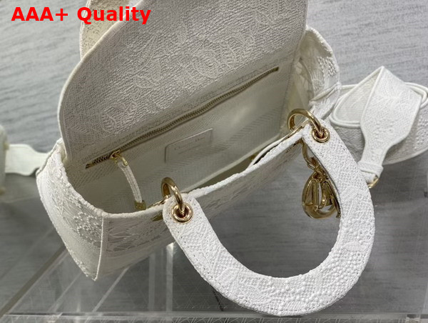 Dior Medium Lady D Lite Bag White D Lace Embroidery with 3D Macrame Effect Replica