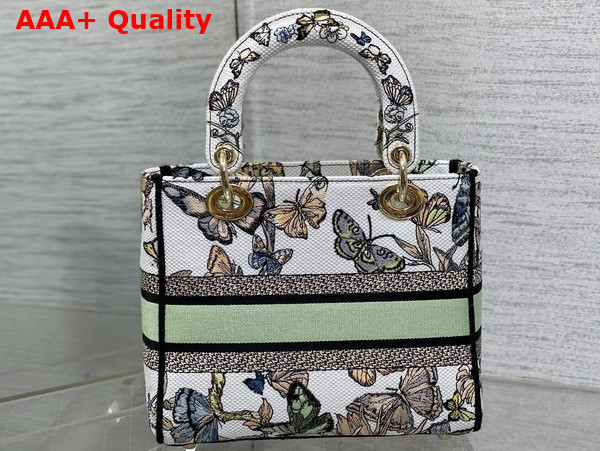 Dior Medium Lady D Lite Bag White Multicolor Toile De Jouy Mexico Embroidery Replica