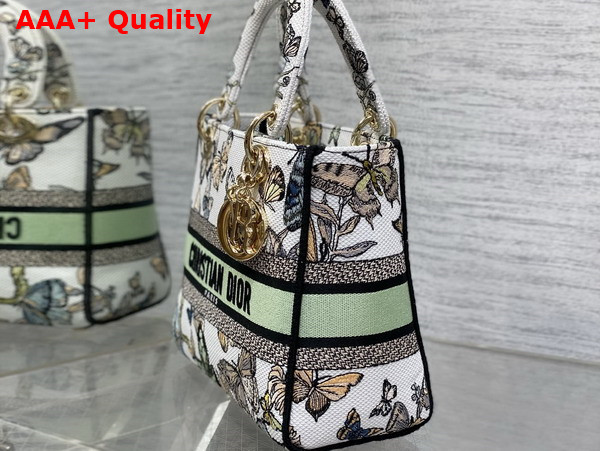 Dior Medium Lady D Lite Bag White Multicolor Toile De Jouy Mexico Embroidery Replica