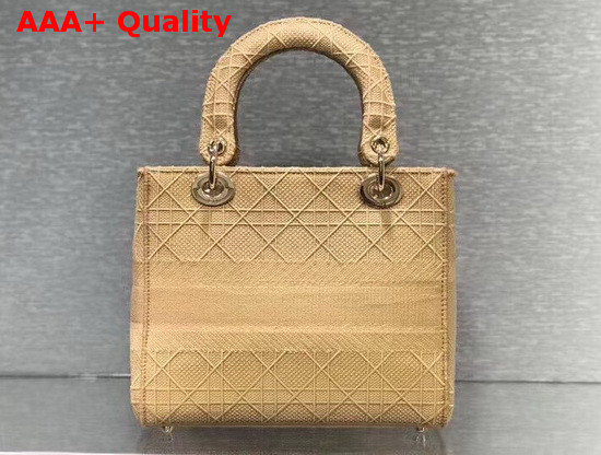 Dior Medium Lady D Lite Bag in Beige Cannage Embroidery Replica