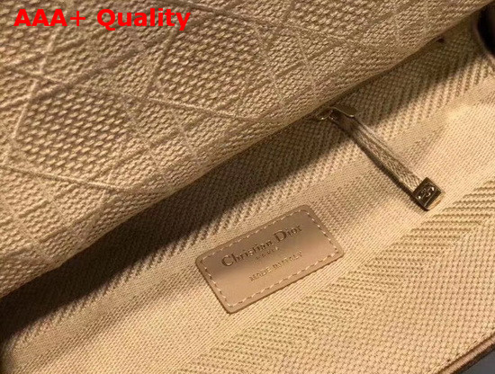 Dior Medium Lady D Lite Bag in Beige Cannage Embroidery Replica