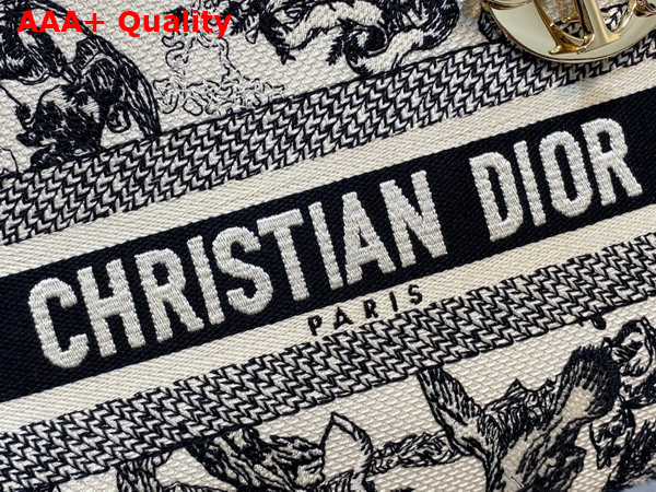 Dior Medium Lady D Lite Bag in Latte and Black Toile de Jouy Zodiac Embroidery Replica