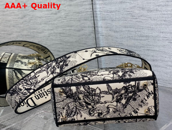 Dior Medium Lady D Lite Bag in Latte and Black Toile de Jouy Zodiac Embroidery Replica