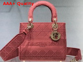 Dior Medium Lady D Lite Bag in Rose Cannage Embroidery Replica