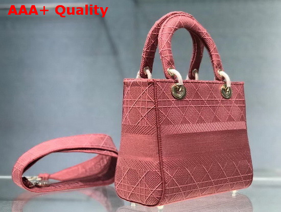 Dior Medium Lady D Lite Bag in Rose Cannage Embroidery Replica