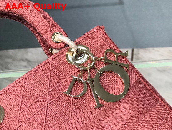 Dior Medium Lady D Lite Bag in Rose Cannage Embroidery Replica