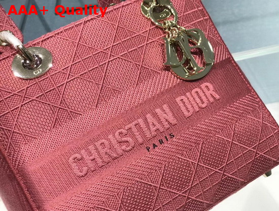 Dior Medium Lady D Lite Bag in Rose Cannage Embroidery Replica