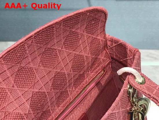 Dior Medium Lady D Lite Bag in Rose Cannage Embroidery Replica