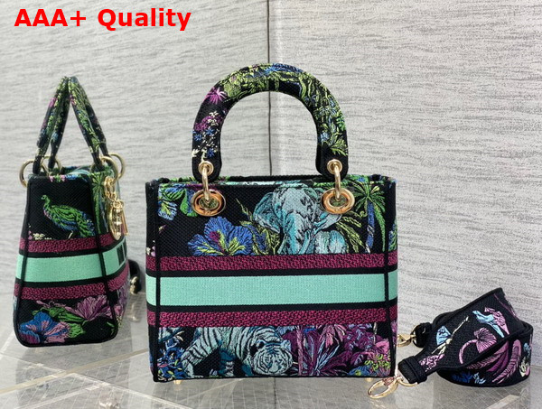 Dior Medium Lady D Llite Bag Blue Multicolor Toile de Jouy Voyage Embroidery Replica