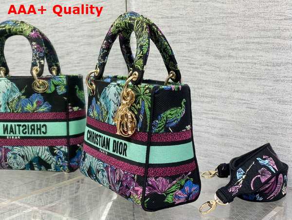 Dior Medium Lady D Llite Bag Blue Multicolor Toile de Jouy Voyage Embroidery Replica