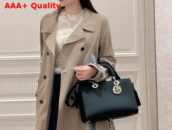 Dior Medium Lady D Sire My Abcdior Bag Black Bull Leather Replica