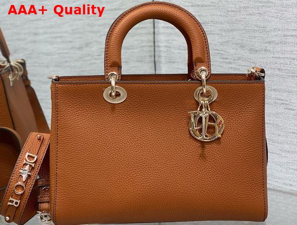 Dior Medium Lady D Sire My Abcdior Bag Dark Brandy Bull Leather Replica