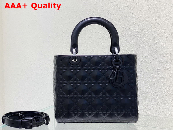 Dior Medium Lady Dior Bag Black Cannage Calfskin with Diamond Motif Replica