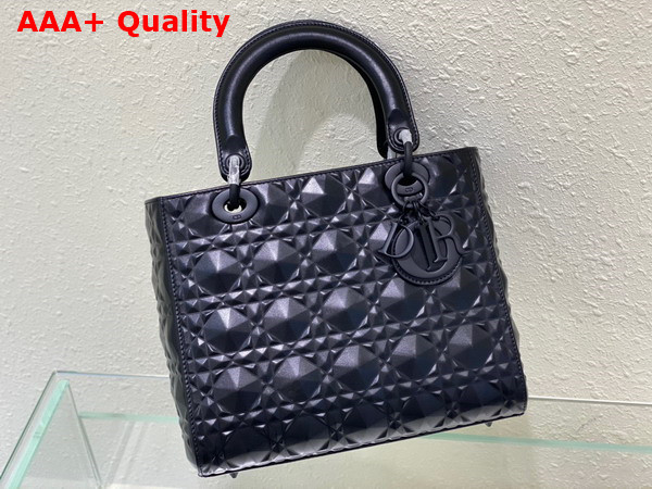 Dior Medium Lady Dior Bag Black Cannage Calfskin with Diamond Motif Replica
