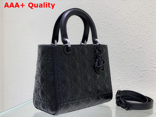 Dior Medium Lady Dior Bag Black Cannage Calfskin with Diamond Motif Replica