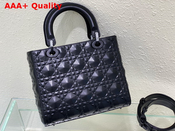 Dior Medium Lady Dior Bag Black Cannage Calfskin with Diamond Motif Replica