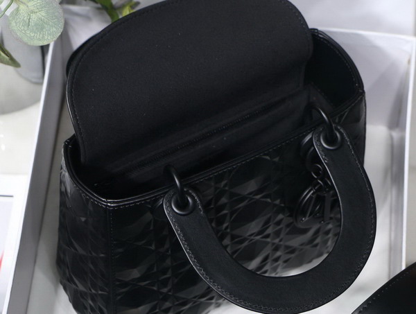 Dior Medium Lady Dior Bag Black Cannage Calfskin with Diamond Motif Replica