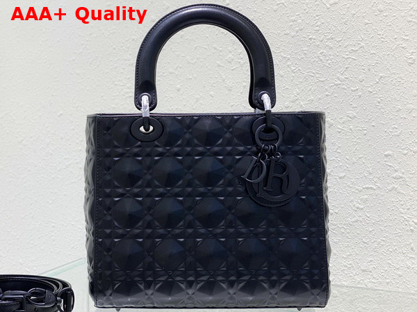 Dior Medium Lady Dior Bag Black Cannage Calfskin with Diamond Motif Replica
