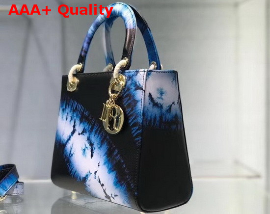 Dior Medium Lady Dior Bag Blue Multicolor Tie and Dior Printed Calfskin Replica