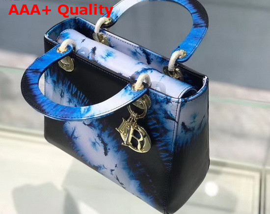 Dior Medium Lady Dior Bag Blue Multicolor Tie and Dior Printed Calfskin Replica
