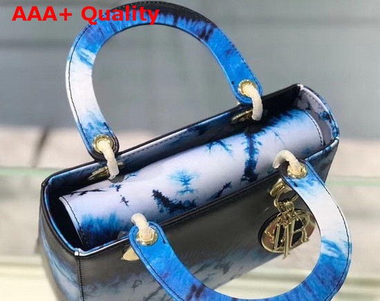 Dior Medium Lady Dior Bag Blue Multicolor Tie and Dior Printed Calfskin Replica